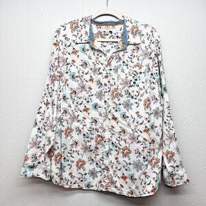 St. John's Bay Floral Shirt Womens 2X Fairy Boho Casual Workwear 100% Cotton